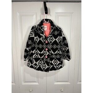 Cat & Jack Girls Coat 4T Aztec Print Pink Button Boho Winter Jacket Warm